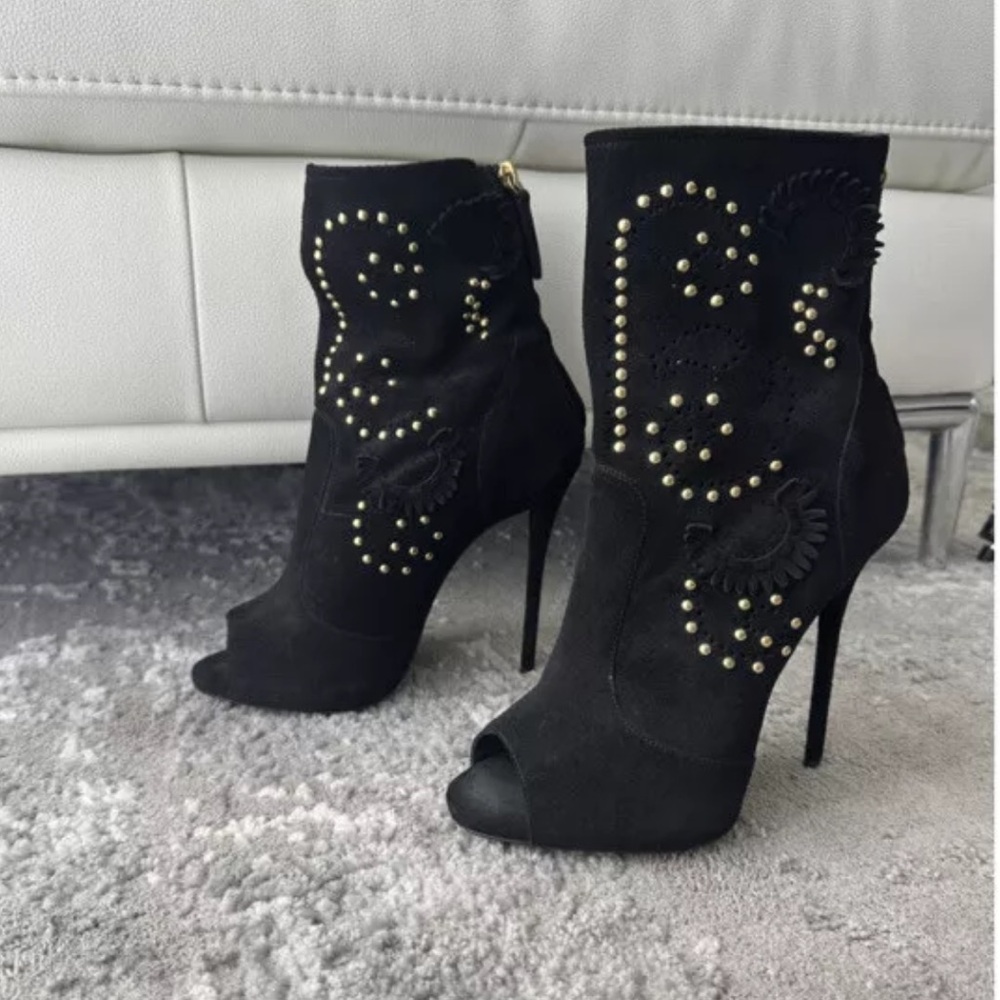 GIUSEPPE ZANOTTI STUDDED SUEDE BOOTIES SZ 38